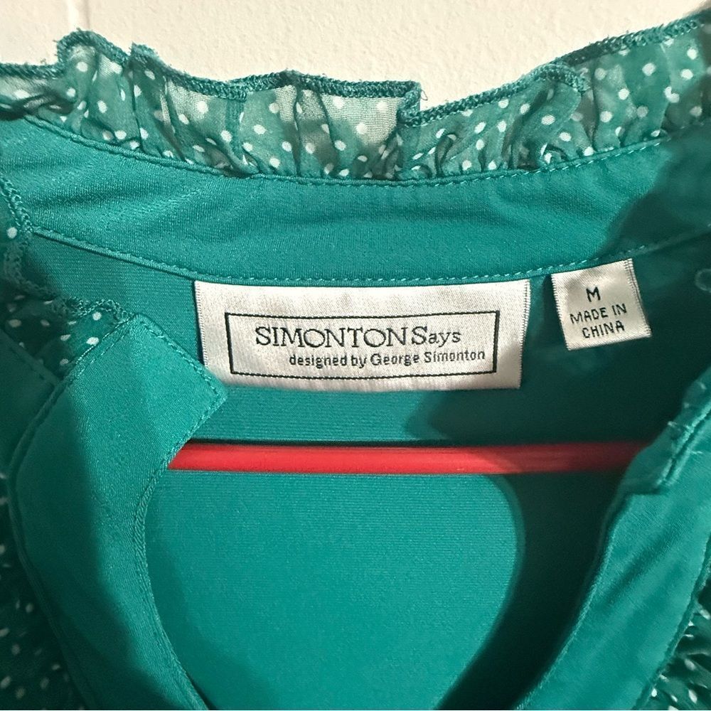 George Simonton Green Flutter‎ Sleeve Ruffled Blouse - Picture 4 of 6